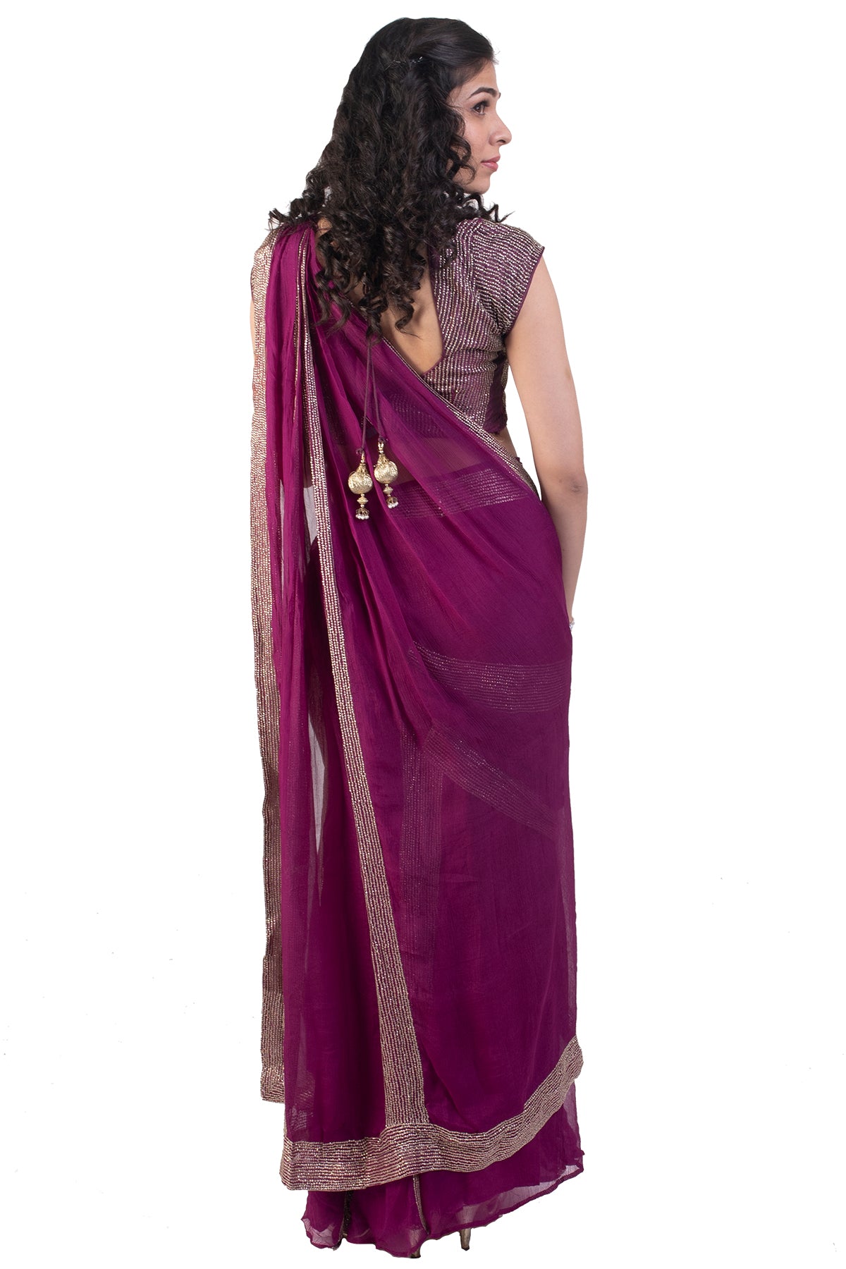 Purple Cocktail Saree