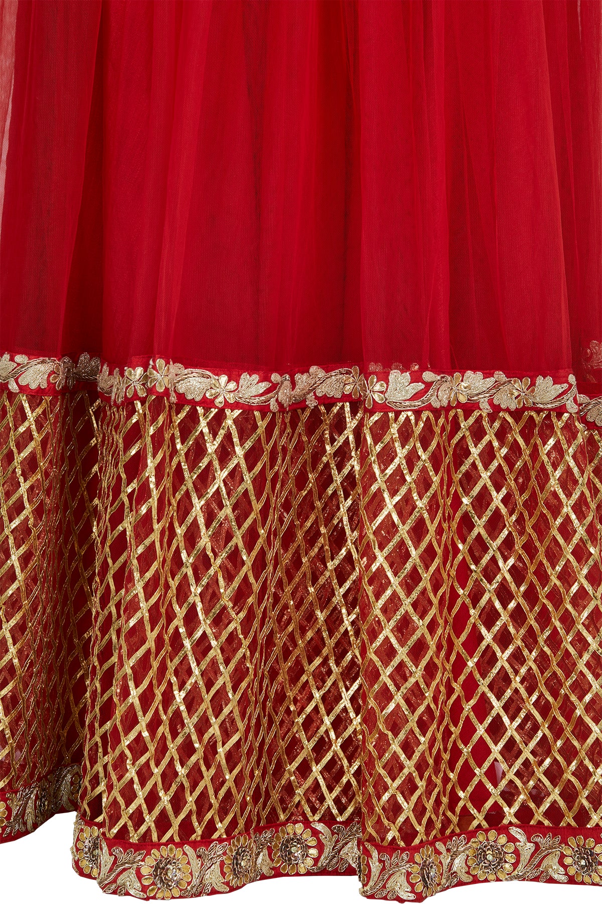 Red Soft Net Embroidered Anarkali