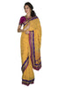 Emanate sunshine in this saffron yellow saree with pink and purple sequin borders and decorated with motifs all over. Please note that the blouse and petticoat are not included.